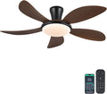 48"Brown Low Profile Flush Mount Ceiling Fans with Lights and Remote/APP | Supports Remote and APP, 6 Wind Speeds, Reversible, Dimmable 3 CCT LED, 30WNoiseless DC Motor,Timer, for Bedroom Kitchen