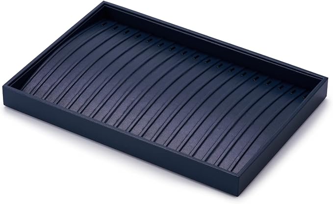 Oirlv Blue Leather Jewelry Necklace Display Tray | Blue Leather Exterior, Soft Microfiber Interior, Chain Tray, Keeps Necklaces Tangle-Free, Stylish Blue Color for Display