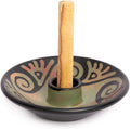 Palo Santo Holder with 5 Sticks - Luna Sundara Handmade Ceramic Incense Burner - Green Chulucanas Pottery from Peru - Smudge Bowl for Sage - Aromatherapy Gift Set