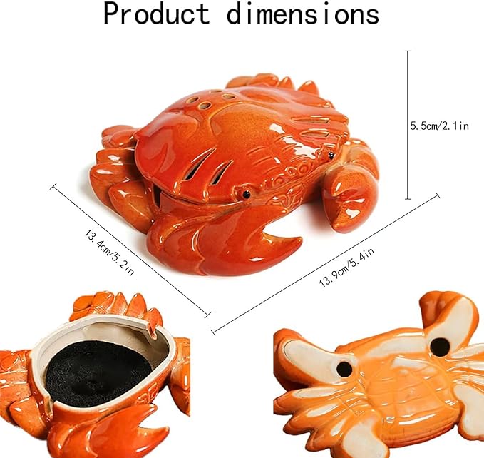 Crab Incense Holder with Incense Stick Holder Coil Incense Burner Ceramic Cons Incense Holder for Bedroom Yoga Room