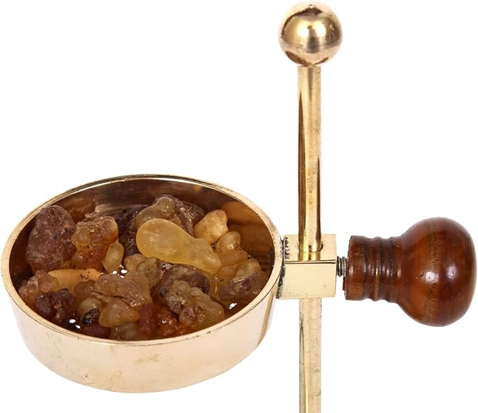 Resin Incense Burner – Dual Use Tea Light or Charcoal Heated | Adjustable Brass Design for Frankincense, Myrrh & Copal | Spiritual Gift for Home Fragrance