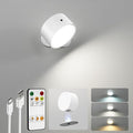 LED Wall Mounted Lights, Rechargeable Wall Sconces, 3 Color Temps, Remote & Touch, 360° Rotating and Dimmable for Bedroom, Bedside & Reading (White, 1 Pack)