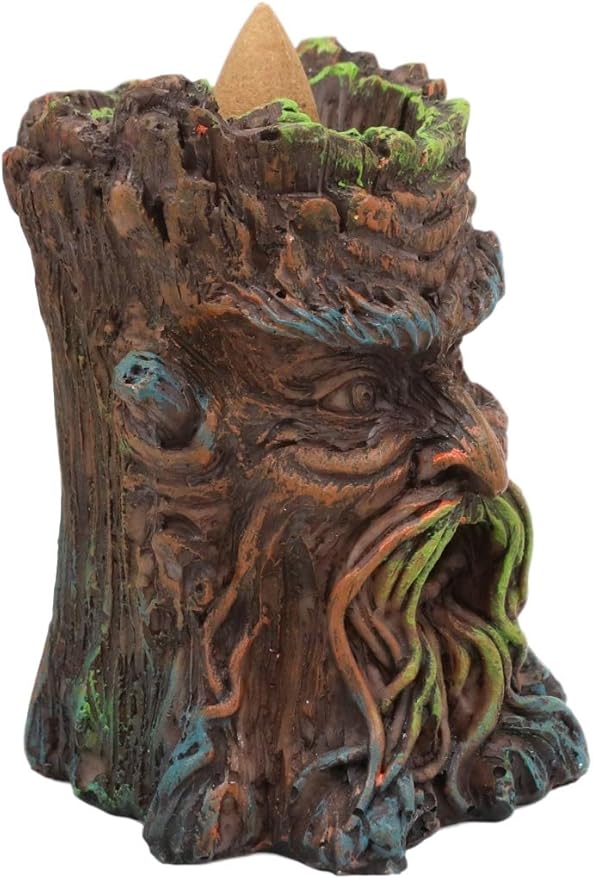 Ebros Gift Magical Forest Mystic Cernunnos Greenman Ent Backflow Incense Cone Burner Statue 3.25" H Aromatherapy Scent Accessory Holder As Celtic Wiccan Horned God Home Decor Tree Spirit Sculpture