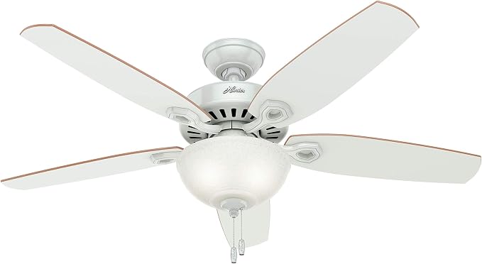Hunter Builder Deluxe, Indoor, Ceiling Fan, with LED Light, 52 inch, White