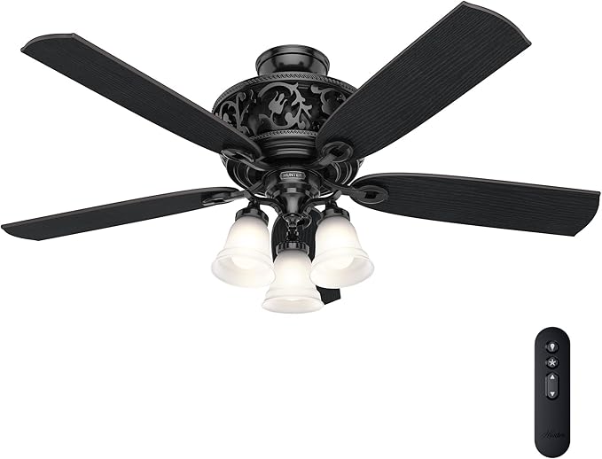 Hunter Promenade, Indoor, Ceiling Fan, Standard Mount, 54 inch, Gloss Black