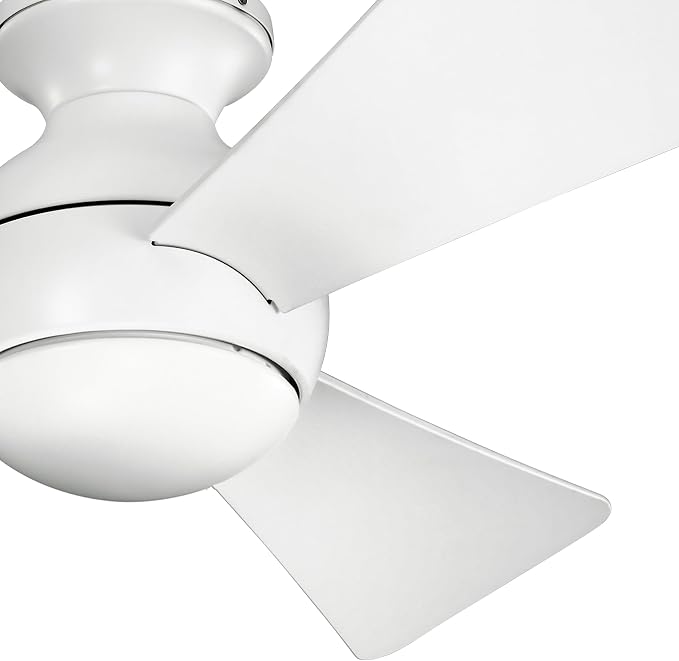Kichler 330151MWH 44 Inch Sola Ceiling Fan LED, 3 Speed Wall Control Full Function, Matte White Finish with Matte White Blades