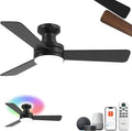 42" RGB Ceiling Fan with Light, Smart Fan Works with Alexa/Google Assistant/App, Flush Mount Ceiling Fan Light Music Sync, 6-Speed Quiet DC Motor, 4 CCT Dimmable Lighting for Living Room, Black