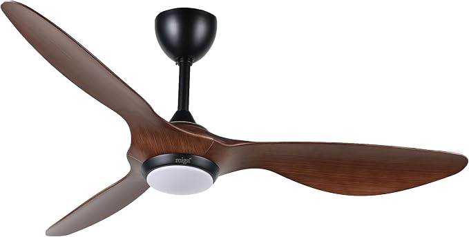 reiga 52" Modern Ceiling Fan with Light, Smart Alexa APP Remote Control | ABS Brown Blades,Metal Fittings,Quiet Energy-Saving DC Motor,6 Wind Speeds Reversible,Dimmable CCT Light,Downrods Included