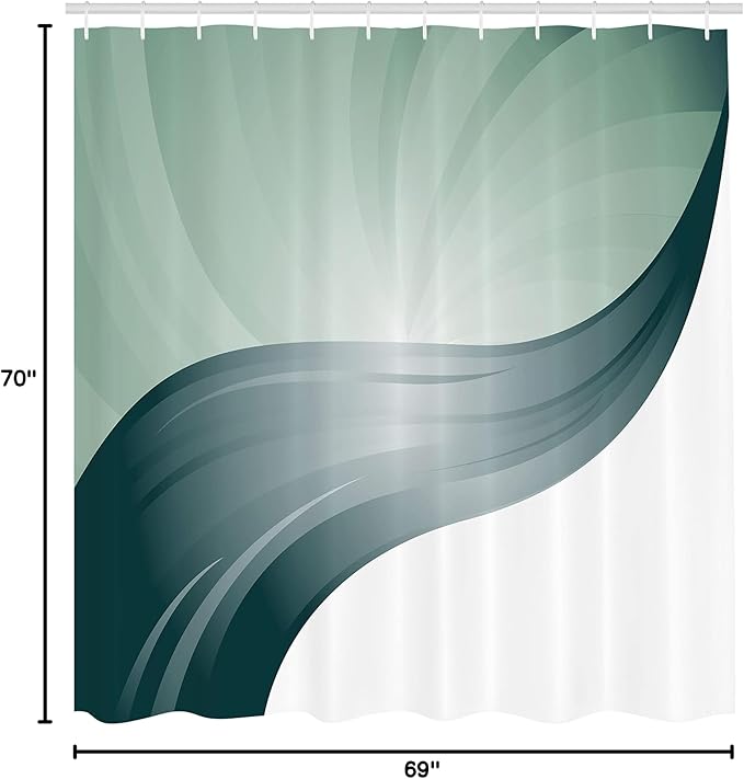 Ambesonne Contemporary Shower Curtain, Spiraling Stripes with Monochrome Tones Modern Art Inspirations Abstract, Cloth Fabric Bathroom Decor Set with Hooks, 69" W x 70" L, Dark Teal