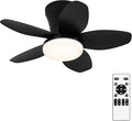 25" Small Ceiling Fans with Lights & Remote,6 Speeds Reversible Flush Mount | 5 Blades, Adjustable Color Temperature, Dimmable, Timer, Low Noise for Bedroom, Kitchen, Study, Laundry Room, Black