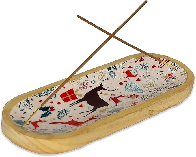 Yajna Traditional-Handmade Incense-Stick-and-Cones-Holder Incense-Burner-ash-Catcher-Stand Wooden-Tray-Holder (Celebration)
