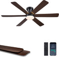 GJeg Ceiling Fans with Lights,46" Low Profile Ceiling Fan with Light and Remote Control,Flush Mount, Reversible, Dimmable, Noiseless, Brown Ceiling Fan for Bedroom