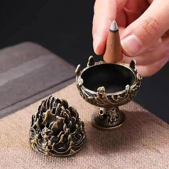 Bronze Mini Incense Burner Stove,Zen Boshan Incense Burner Home,Copper Mountain Statue,Vintage Incense Charcoal Stove for Home Decoration Room Tea House Incense and Incense Holders