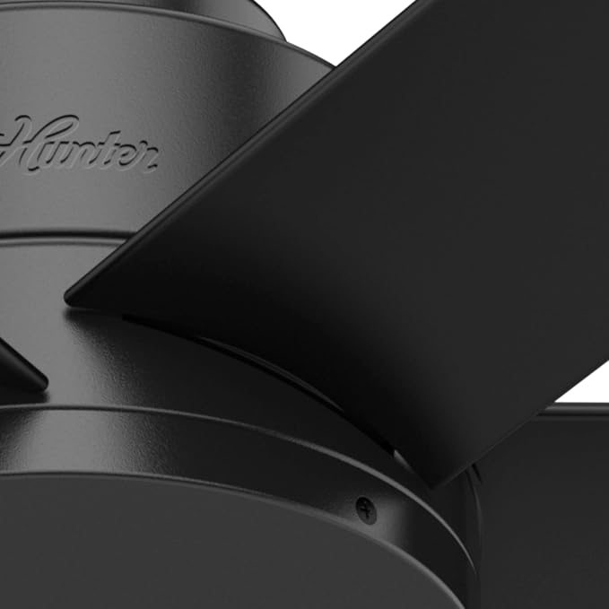 Hunter 44 inch Outdoor or Indoor Ceiling Fan No Light - Black Ceiling Fan without Light, For Patio, Porch, Garage, or Living Room, Standard Mount, 6 Blades, Wall Control - Kennicott 59613, Matte Black | No Light, Standard Mount, Wall Control, 6 Blades,...