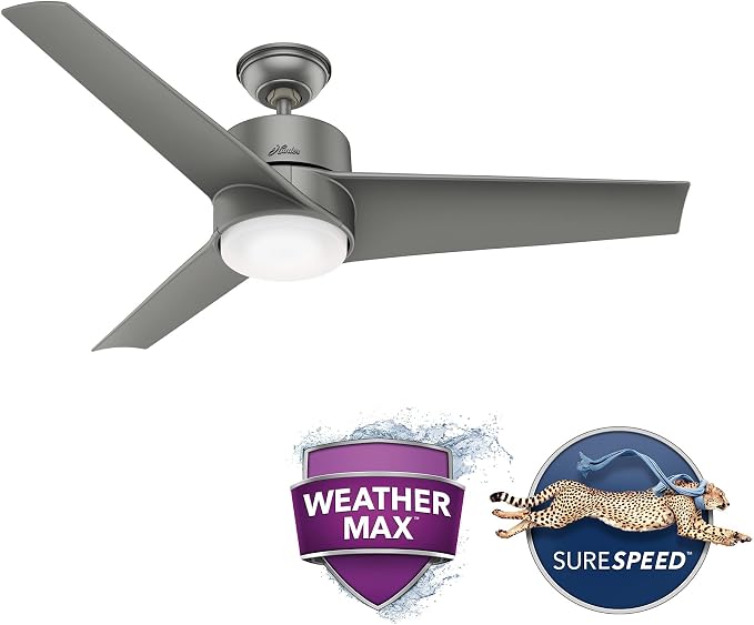 Hunter Havoc, Outdoor or Indoor, Ceiling Fan, Quiet, 54 inch, Matte Silver