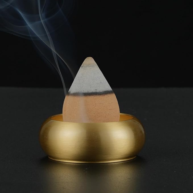 12 Pcs Brass Incense Burner Holder, Mini Copper Incense Stick Holder Gold Cone Incense Holder for Yoga Meditation Indoor Outdoor Home Decor