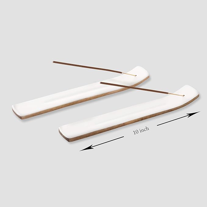 Folkulture Set of 2 Incense Holder or Incense Burner for Insence Sticks, Modern Ash Catcher or Insence Burner Holder, Wooden Insense Stick Holders or Inscent Tray, Mango Wood