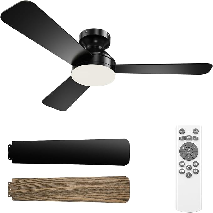 Ceiling Fans with Lights, 52 Inch Brown Indoor Fan with Remote and App Control, Dimmable LED Light, 6 Speeds, Reversible Airflow, Low Noise for Bedroom Living Room Kitchen