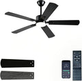 FUMLTP 52 inch Modern Ceiling Fans with Lights APP/Remote Control, Low Profile Reversible 6 Speeds Ceiling Fan Light for Indoor/Outdoor Patio Bedroom Living Room,Black