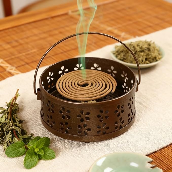 2PCS Corolful Mosquito Coil Holder，Portable Outdoor Incense Holder，Antique Style Lamp Metal Incense