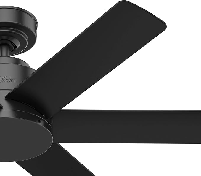 Hunter 44 inch Outdoor or Indoor Ceiling Fan No Light - Black Ceiling Fan without Light, For Patio, Porch, Garage, or Living Room, Standard Mount, 6 Blades, Wall Control - Kennicott 59613, Matte Black | No Light, Standard Mount, Wall Control, 6 Blades,...