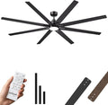 84 Inch Large Ceiling Fans with Lights and Remote, Indoor/Outdoor Industrial Ceiling Fan for Living Room/Patio/Garage/Gazebo, 6 Speeds Silent Reversible DC Motor, 3CCT, Timer, 3 Downrods, 8 Blades