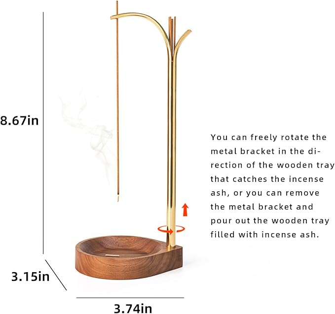 Incense Holder + Storage,Brass Incense Holder for Sticks with Storage, Incense Burner for Meditation Yoga Spa Room Decor