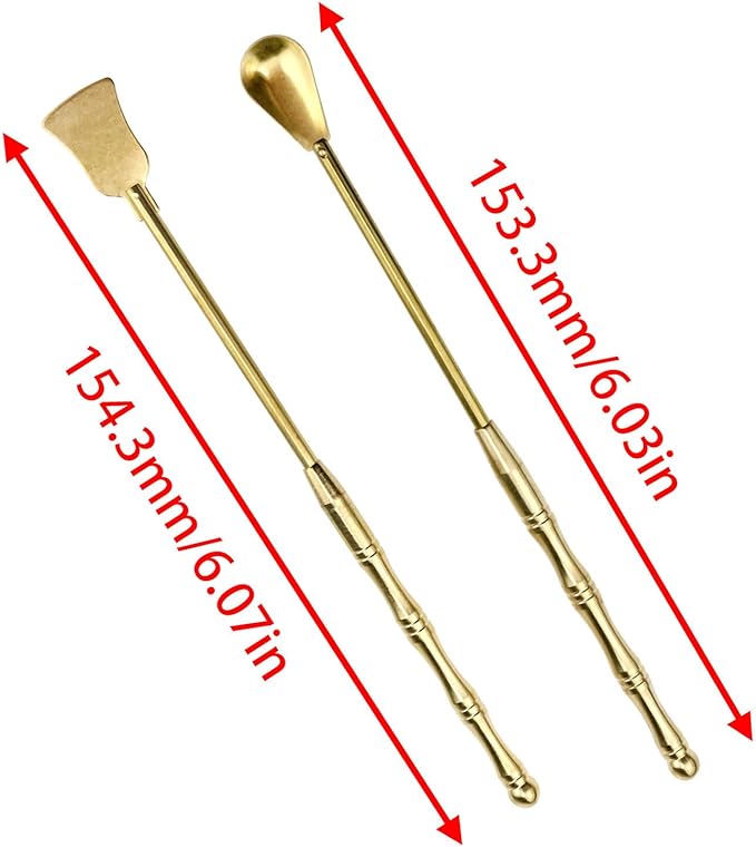 Lovelysp Incense Tool Set Incense Equipment Copper Spoon and Shovel for Incense Burner Copper Incense Spoon Incense Shovel Incense Burner Accessories -2 PCS, Yellow, LS-2401027204