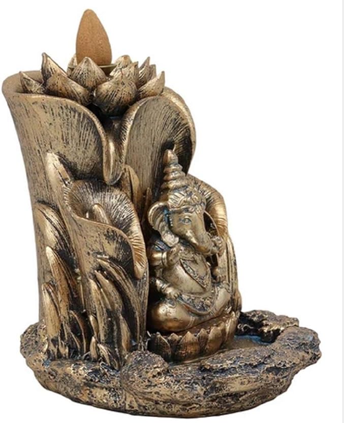 Pacific Giftware Ganesha Siting On Throne Backflow Incense Burner Home Decor