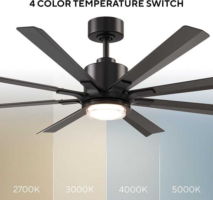 Modern Forms Size Matters Indoor or Outdoor 8-Blade 56in Smart Ceiling Fan in Bronze with Adjustable CCT 2700-3000-4000-5000K LED Light Kit and Remote Control
