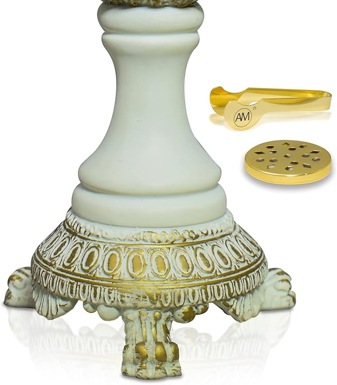AM Lux Globe Incense Burner - Bakhoor Cone Holders | Frankincense Burner Charcoal | Mabkhara | for Office & Spiritual Decor (White)