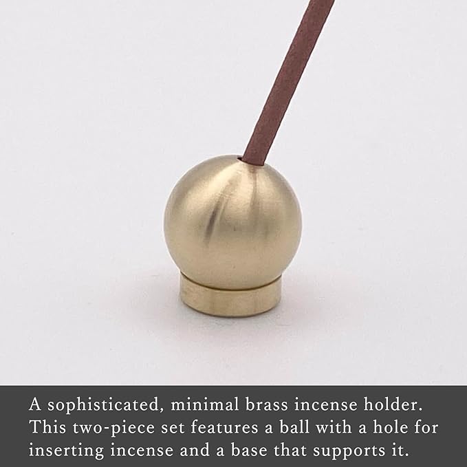 KOFUAN Brass Incense Holder Ball & Stand Set for Japanese Incense Minimalist Design Made in Japan Modern & Stylish Home Decor