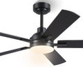 JSAITEE Ceiling Fans with Lights and Remote, 46" Black Low Profile Fan Light-Flush Mount with 5 Reversible Blades,6 Wind Speeds 3CCT Dimmable, Indoor Light Fixture for Bedroom