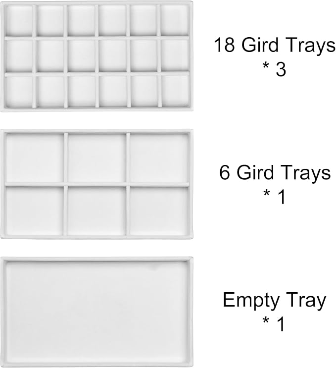 Frebeauty Acrylic Jewelry Organizer Earring Organizer Box with 5 Drawers Earring Holder Organizer with Velvet Trays Clear Jewelry Box for Women Earring Display for Rings Studs(White) | 61 Jewelry Storage Grid for Rings Studs Bracelet,Velvet Lining,Tran...