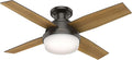 Hunter 44 inch Indoor Ceiling Fan with LED Light and Remote Control - Bronze Modern Ceiling Fan, Low Profile Mount, 4 Blades, For Bedroom, Living Room, or Kitchen, Quiet - Dempsey 59445, Noble Bronze | with LED Light and Remote Control, Low Profile Mou...