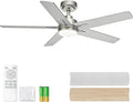 YUHAO 48 Inch Brushed Nickel Ceiling Fan with Light and Remote Control.Noiseless,Dimmable, 3CCT,6 Speeds Reversible, Modern DC Ceiling Fans for Indoor or Covered Outdoor Use,ETL Listed