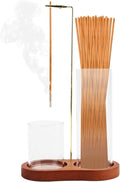 2 in 1 Incense Holder for Sticks, Anti-Ash Flying Incense Burne with Glass Ash Catcher and Incenses Sticks Storage, Hang Upside Down for Yoga, Spa, Meditation, Wooden Home Decor