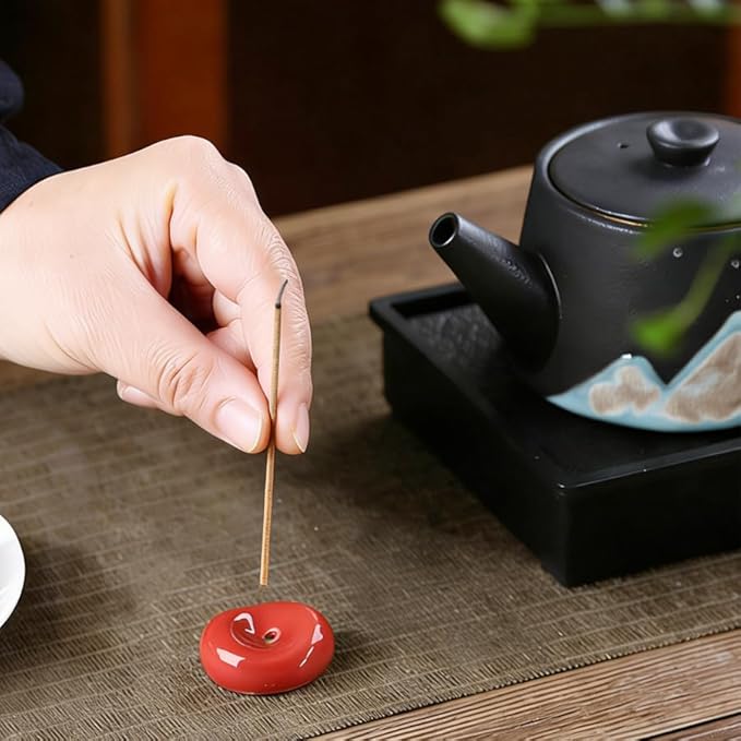 ARFUKA Mini Ceramic Incense Holder Small Incense Stick Burner, Perfect for Home Décor, Meditation, Yoga - Compact Aromatherapy Accessory for Living Room, Bedroom Pack of 2