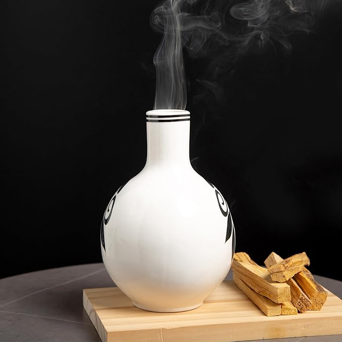 MOUGIGI Handcrafted Palo Santo Holder Ceramic Incense Burner - Compact Size for Meditation Space - Burn Palo Santo Sticks and Cones Safely - Sage Aromatherapy Decor