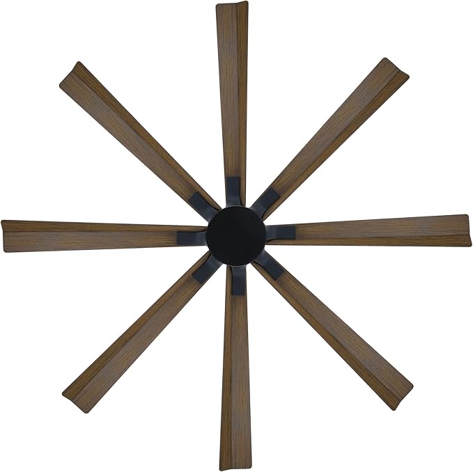Modern Forms Size Matters Indoor and Outdoor 8-Blade 65in Smart Ceiling Fan in Matte Black/Distressed Koa with Remote Control