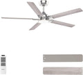DAMINY 52 inch Nickel Ceiling Fans with Lights,5 Blades,3CCT, Low Profile,Remote Control,for Bedroom, Kitchen,Living Room,Indoor/Outdoor Use,Downrod