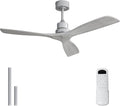 Sofucor 52 Inch Ceiling Fan No Light - Modern Solid Wood Ceiling Fan with Remote, 5000CFM High Airflow, Quiet DC Motor, 6 Speeds, Timer & Reversible for Bedroom Living Room, ETL, Grey