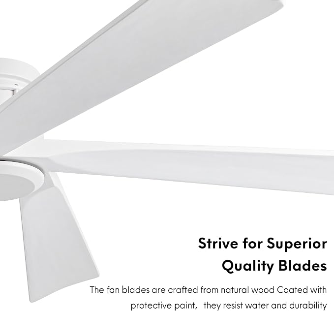 EKIZNSN 72 Inch Outdoor Ceiling Fan, White | No Light, White Blades, White Finish