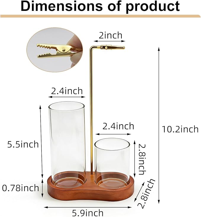2 in 1 Incense Holder for Sticks - Glass Incense Burner with Ash Catcher, Japanese Hanging Incense Burner with Storage and Wooden Base for Meditation Yoga Spa Homen Room Unique Decor