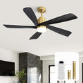 Sofucor Black Ceiling Fan with Lights and Remote, 52 Inch Modern Wood Ceiling Fan with 2 Downrods for Indoor Farmhouse Bedroom Living Room Outdoor Patio Porch, Quiet/Reversible/Timer