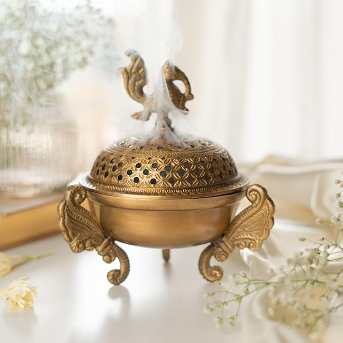 RITUALISTIC Sanchi Brass Loban LampDhoop HolderIncense Burner for Home and Office DaniPooja ItemsDhoop Batti StandSambrani HolderPooja Room DecorSanchi Loban Lamp Perfect Valentine's Day Gifts Items