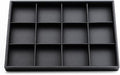 Oirlv Black Leather Necklace Tray 12-Grid | Black Leather Exterior, Soft Velvet Interior, 13.78"X9.45"X1.18" with 12 Removable Grid Inserts, Organized Necklace Storage