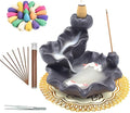 Ceramic Waterfall Backflow Incense Burner Holder, Home Aromatherapy Decoration Ornament with 30 Backflow Incense Cones and 50 Incense Sticks