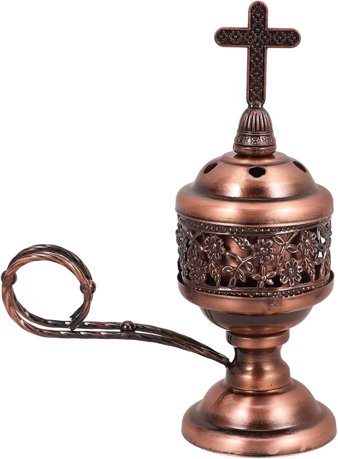 Cabilock Metal Incense Burner Charcoal Holder 6.1 Inch Gold Aromatherapy Censer for Home Yoga Spa Relaxation and Decorative Use