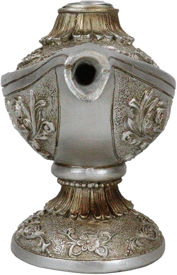 Ebros Gift Floral Ornate Aladdin Genie Magical Lamp Shaped Backflow Incense Cone Holder Burner Figurine Altar Arabian Night Middle Eastern Magic Lamps Design Home Aromatherapy Accent Sculpture